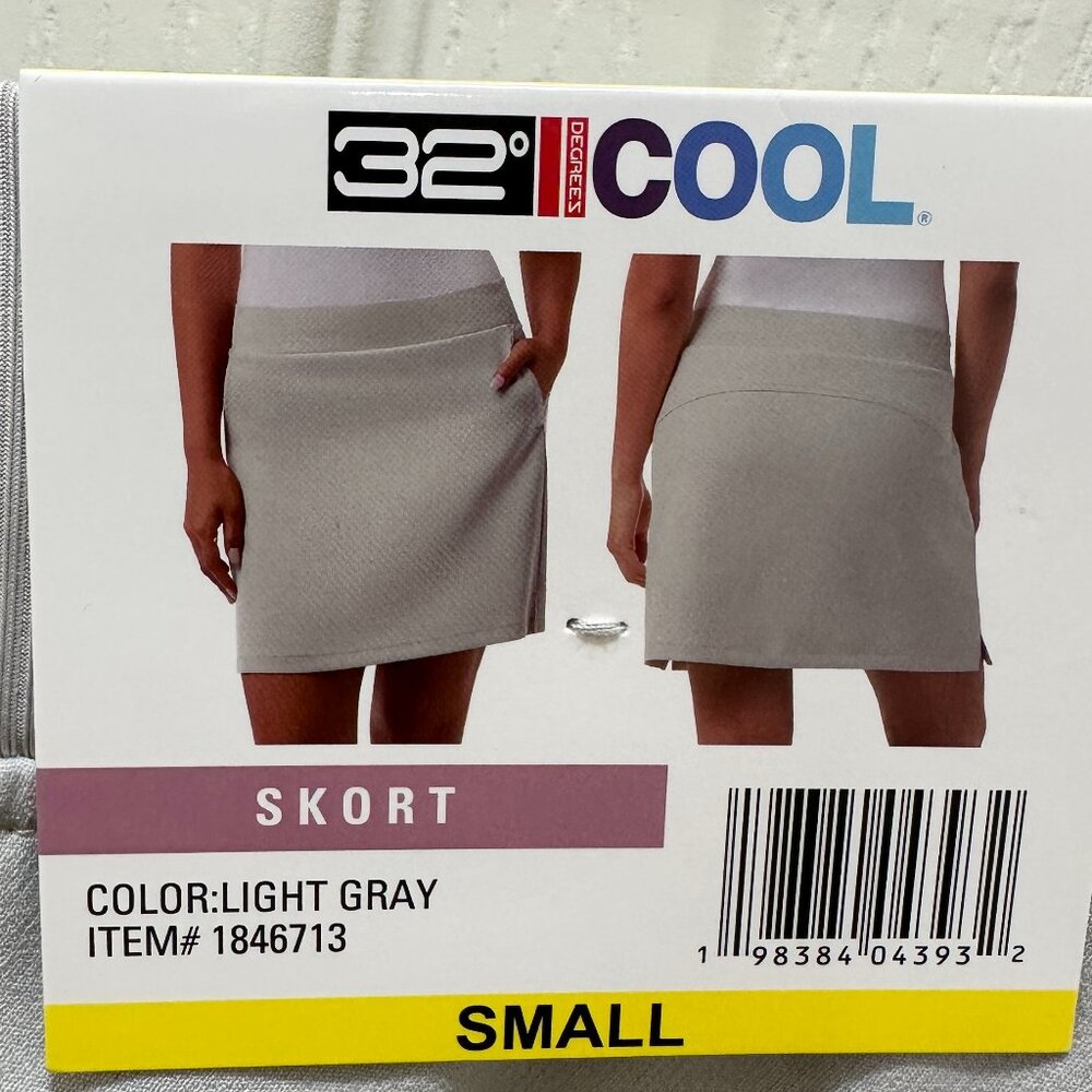 32 Degrees Cool Active Skort Women's Size S Light Grey Inner Layer Shorts Tennis